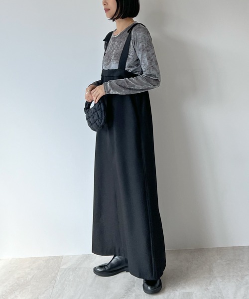 STELLA FISH(ステラフィッシュ)の「Shoulder Belt Jumper Skirt(スカート・レディース・ブラック/ベージュ・FREE)」の7枚目の写真