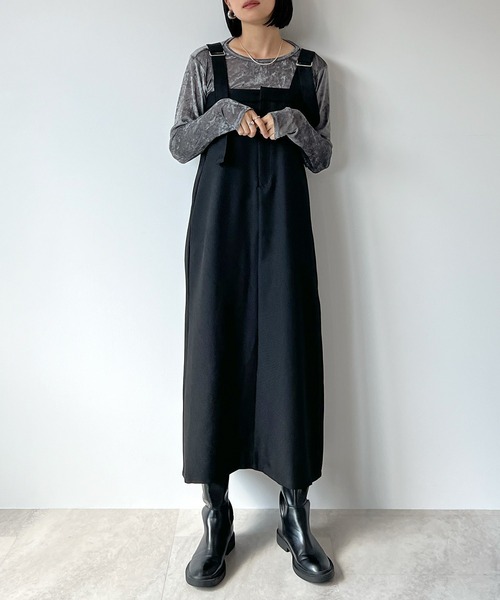 STELLA FISH(ステラフィッシュ)の「Shoulder Belt Jumper Skirt(スカート・レディース・ブラック/ベージュ・FREE)」の10枚目の写真