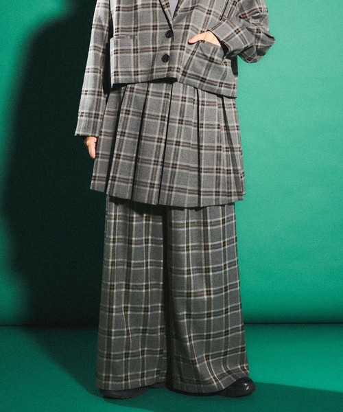 PUNYUS（プニュズ）の「ボックスプリーツチェックミニスカート（スカート・レディース・グレー/ベージュ・1/2/3/4）」の6枚目の写真