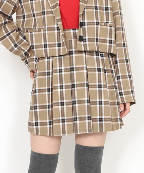 PUNYUS（プニュズ）の「ボックスプリーツチェックミニスカート（スカート・レディース・グレー/ベージュ・1/2/3/4）」の12枚目の写真