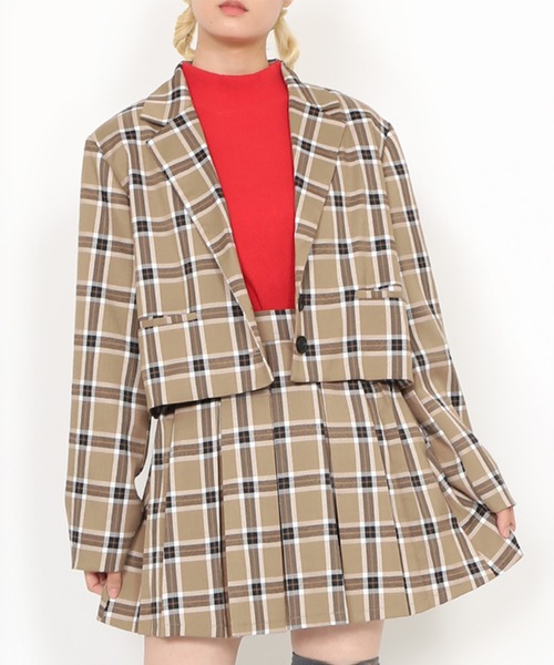 PUNYUS（プニュズ）の「ボックスプリーツチェックミニスカート（スカート・レディース・グレー/ベージュ・1/2/3/4）」の13枚目の写真