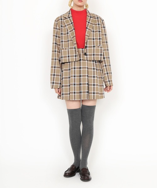 PUNYUS（プニュズ）の「ボックスプリーツチェックミニスカート（スカート・レディース・グレー/ベージュ・1/2/3/4）」の14枚目の写真