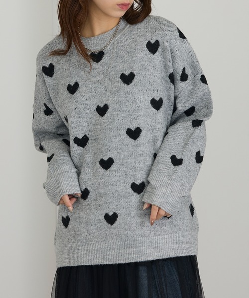 MAISON BREEZE（メゾンブリーズ）の「【MAISON BREEZE】ハート柄ニット（ニット/セーター・レディース・グレー/アイボリー/ブラック/ベージュ・FREE）」の4枚目の写真