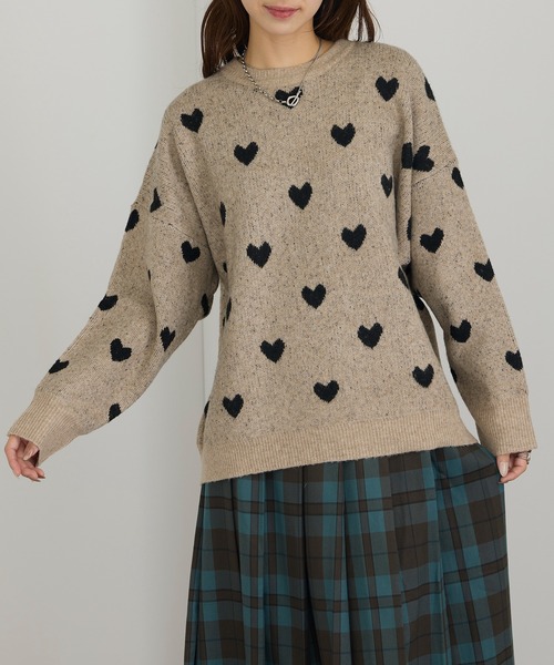 MAISON BREEZE（メゾンブリーズ）の「【MAISON BREEZE】ハート柄ニット（ニット/セーター・レディース・グレー/アイボリー/ブラック/ベージュ・FREE）」の20枚目の写真