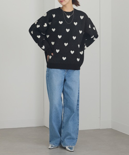 MAISON BREEZE（メゾンブリーズ）の「【MAISON BREEZE】ハート柄ニット（ニット/セーター・レディース・グレー/アイボリー/ブラック/ベージュ・FREE）」の13枚目の写真