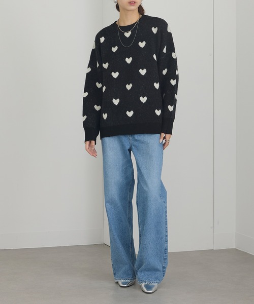 MAISON BREEZE（メゾンブリーズ）の「【MAISON BREEZE】ハート柄ニット（ニット/セーター・レディース・グレー/アイボリー/ブラック/ベージュ・FREE）」の14枚目の写真