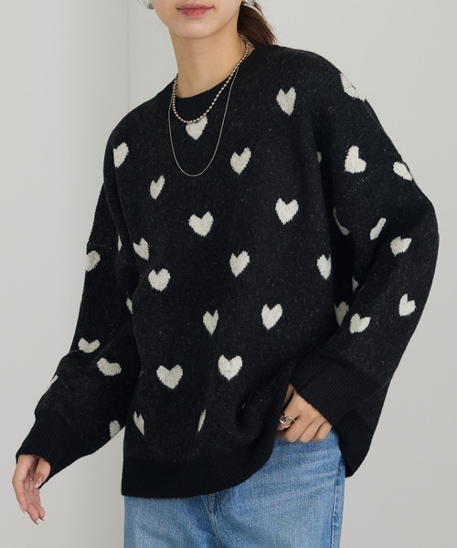 MAISON BREEZE（メゾンブリーズ）の「【MAISON BREEZE】ハート柄ニット（ニット/セーター・レディース・グレー/アイボリー/ブラック/ベージュ・FREE）」の10枚目の写真