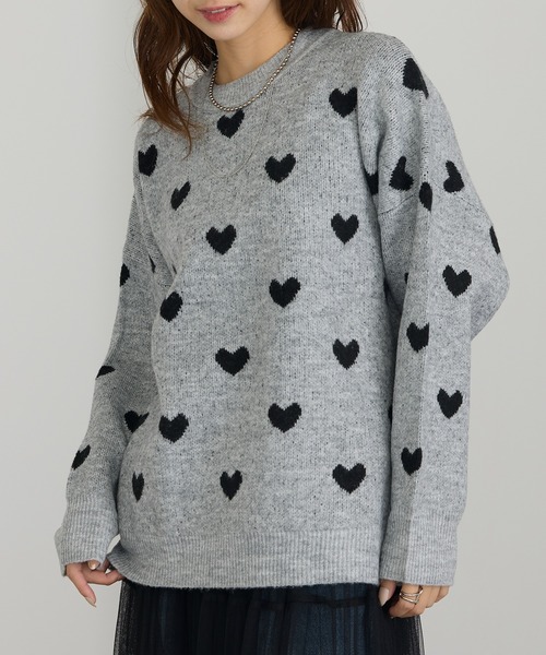 MAISON BREEZE（メゾンブリーズ）の「【MAISON BREEZE】ハート柄ニット（ニット/セーター・レディース・グレー/アイボリー/ブラック/ベージュ・FREE）」の15枚目の写真