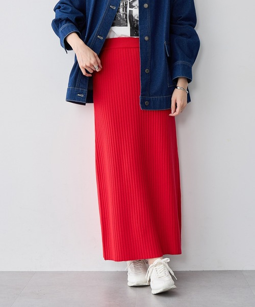 anyfee/大きいサイズ】リブニットタイトスカート《低身長サイズ有