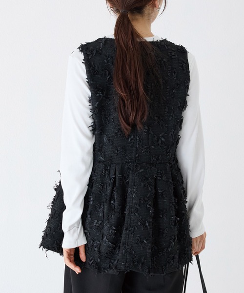 ラスト1点☆即購入可能です☆ツイードジレ　リボンツイード　ベスト tweed INCEDE ベスト ジレ リボンツイードベスト レディース