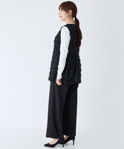 INCEDE（インシード）の「リボンツイードベスト（ベスト・レディース・オフホワイト/チャコールグレー/ブラック・M/L/LL）」の15枚目の写真