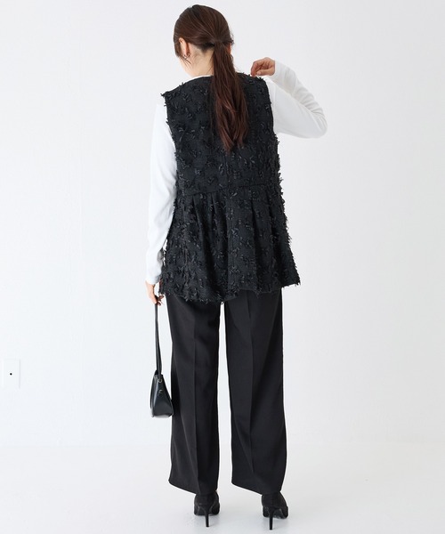 INCEDE（インシード）の「リボンツイードベスト（ベスト・レディース・オフホワイト/チャコールグレー/ブラック・M/L/LL）」の4枚目の写真