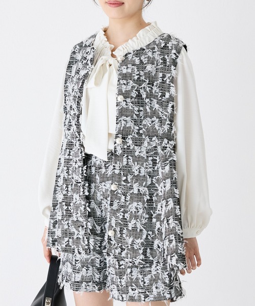 INCEDE（インシード）の「リボンツイードベスト（ベスト・レディース・オフホワイト/チャコールグレー/ブラック・M/L/LL）」の8枚目の写真