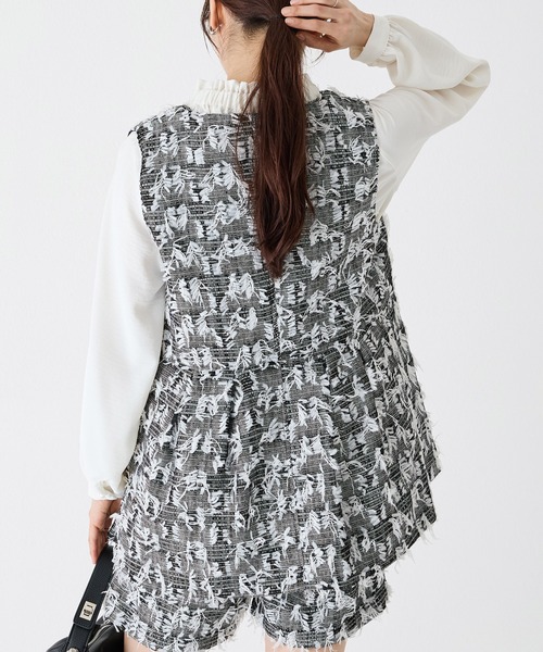 INCEDE（インシード）の「リボンツイードベスト（ベスト・レディース・オフホワイト/チャコールグレー/ブラック・M/L/LL）」の10枚目の写真