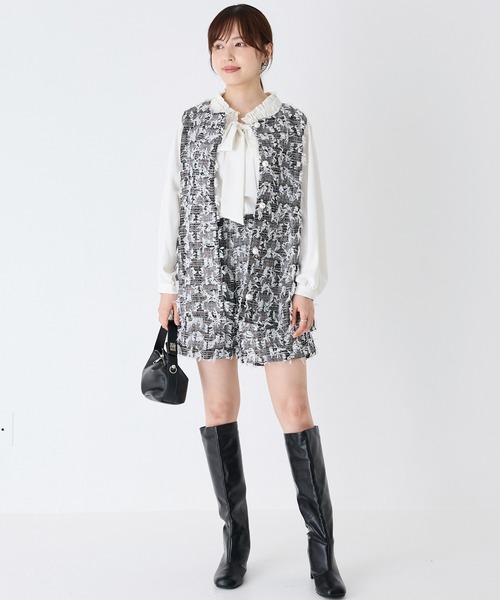 INCEDE（インシード）の「リボンツイードベスト（ベスト・レディース・オフホワイト/チャコールグレー/ブラック・M/L/LL）」の11枚目の写真