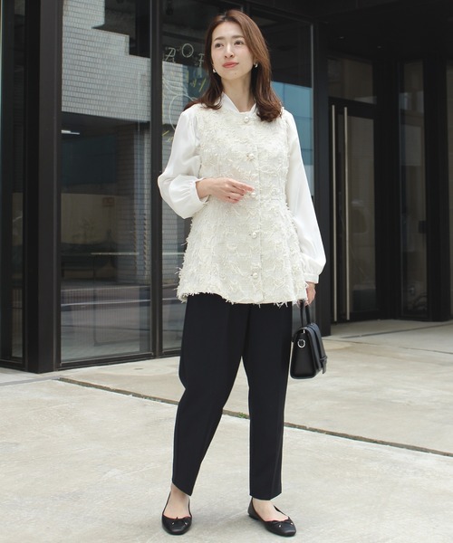 INCEDE（インシード）の「リボンツイードベスト（ベスト・レディース・オフホワイト/チャコールグレー/ブラック・M/L/LL）」の22枚目の写真