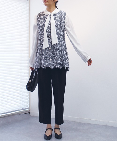 maisondeDolce. キャンディツイードベスト candy tweed vest/black | maison de Dolce.