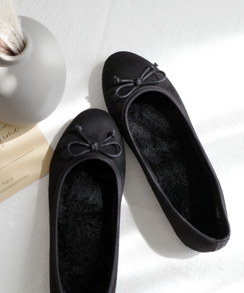 AmiAmi（アミアミ）の「ボアバレエシューズ /バレエコア（バレエシューズ・レディース・ブラック系その他/グレー/ブラック/アイボリー/ダークベージュ・36/37/38/39/40）」の3枚目の写真