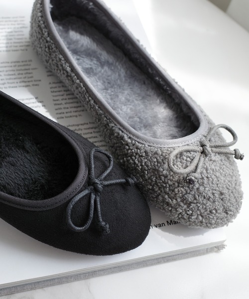 AmiAmi（アミアミ）の「ボアバレエシューズ /バレエコア（バレエシューズ・レディース・ブラック系その他/グレー/ブラック/アイボリー/ダークベージュ・36/37/38/39/40）」の12枚目の写真