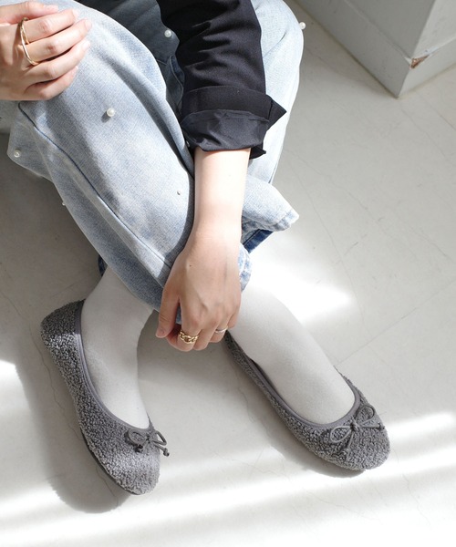 AmiAmi（アミアミ）の「ボアバレエシューズ /バレエコア（バレエシューズ・レディース・ブラック系その他/グレー/ブラック/アイボリー/ダークベージュ・36/37/38/39/40）」の14枚目の写真