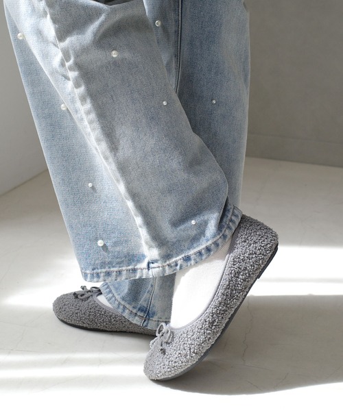 AmiAmi（アミアミ）の「ボアバレエシューズ /バレエコア（バレエシューズ・レディース・ブラック系その他/グレー/ブラック/アイボリー/ダークベージュ・36/37/38/39/40）」の15枚目の写真