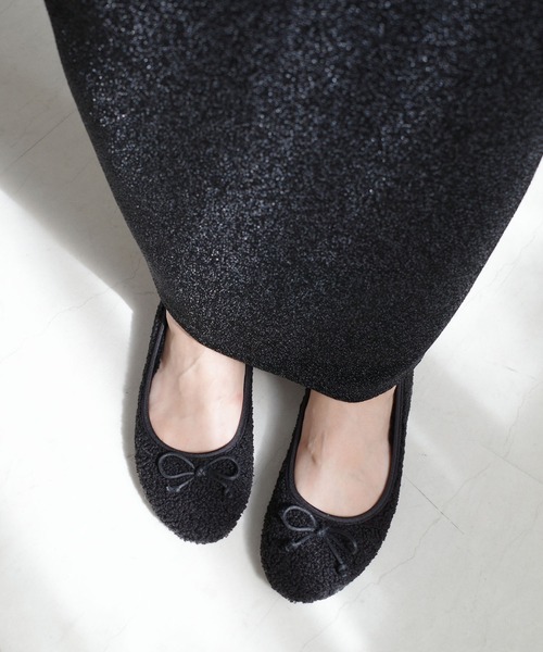 AmiAmi（アミアミ）の「ボアバレエシューズ /バレエコア（バレエシューズ・レディース・ブラック系その他/グレー/ブラック/アイボリー/ダークベージュ・36/37/38/39/40）」の10枚目の写真