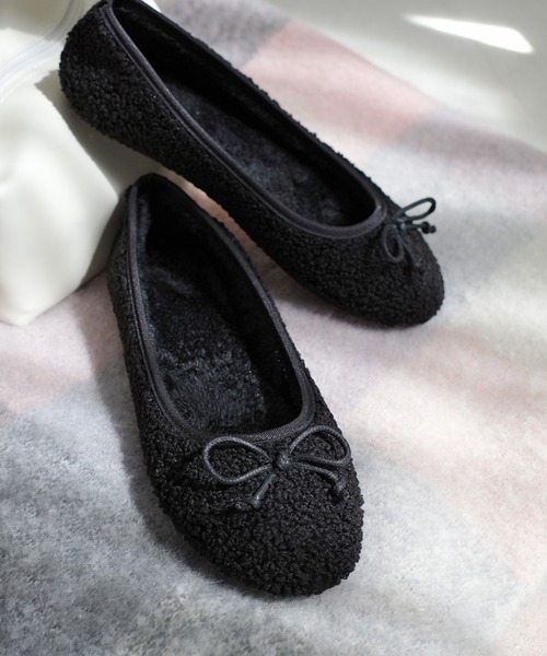 AmiAmi（アミアミ）の「ボアバレエシューズ /バレエコア（バレエシューズ・レディース・ブラック系その他/グレー/ブラック/アイボリー/ダークベージュ・36/37/38/39/40）」の11枚目の写真