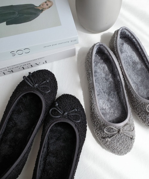 AmiAmi（アミアミ）の「ボアバレエシューズ /バレエコア（バレエシューズ・レディース・ブラック系その他/グレー/ブラック/アイボリー/ダークベージュ・36/37/38/39/40）」の19枚目の写真