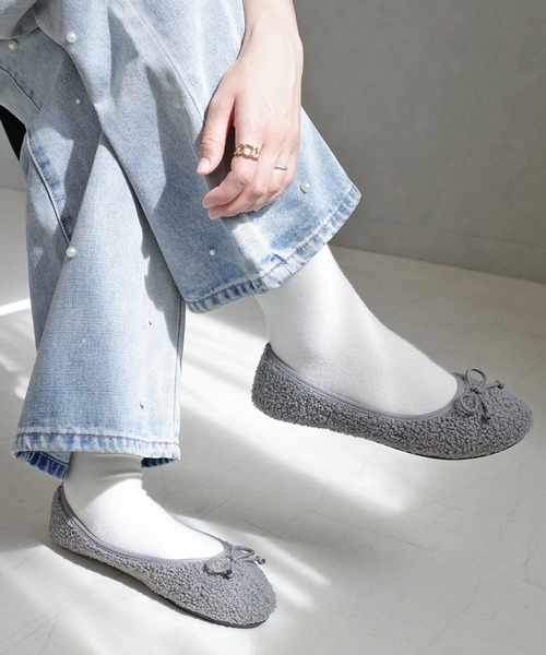 AmiAmi（アミアミ）の「ボアバレエシューズ /バレエコア（バレエシューズ・レディース・ブラック系その他/グレー/ブラック/アイボリー/ダークベージュ・36/37/38/39/40）」の20枚目の写真