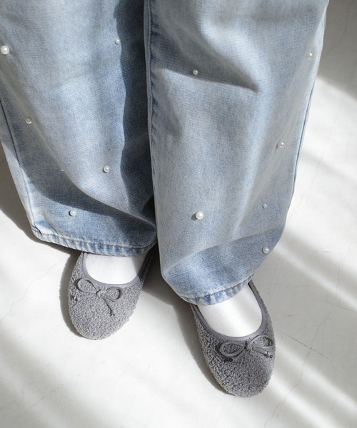 AmiAmi（アミアミ）の「ボアバレエシューズ /バレエコア（バレエシューズ・レディース・ブラック系その他/グレー/ブラック/アイボリー/ダークベージュ・36/37/38/39/40）」の21枚目の写真