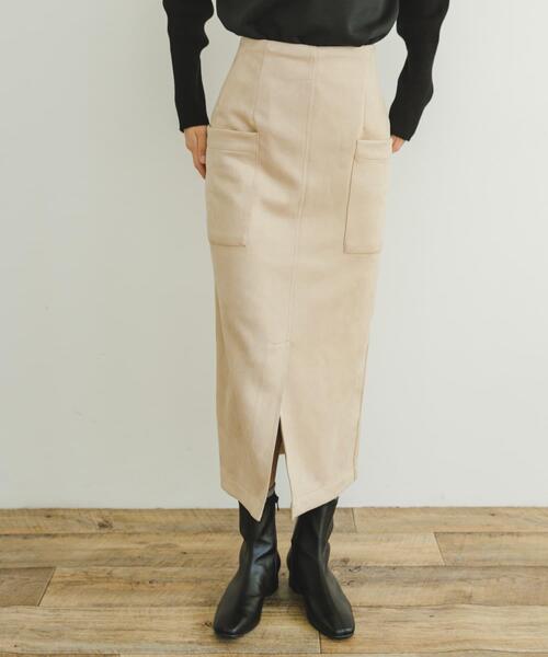 ITEMS URBANRESEARCH（アイテムズ アーバンリサーチ）の「フェイクスエードタイトスカート（スカート・レディース・アイボリー/スミクロ/カーキ/モカ・FREE）」の5枚目の写真