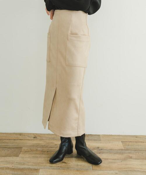 ITEMS URBANRESEARCH（アイテムズ アーバンリサーチ）の「フェイクスエードタイトスカート（スカート・レディース・アイボリー/スミクロ/カーキ/モカ・FREE）」の6枚目の写真