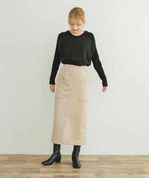 ITEMS URBANRESEARCH（アイテムズ アーバンリサーチ）の「フェイクスエードタイトスカート（スカート・レディース・アイボリー/スミクロ/カーキ/モカ・FREE）」の7枚目の写真