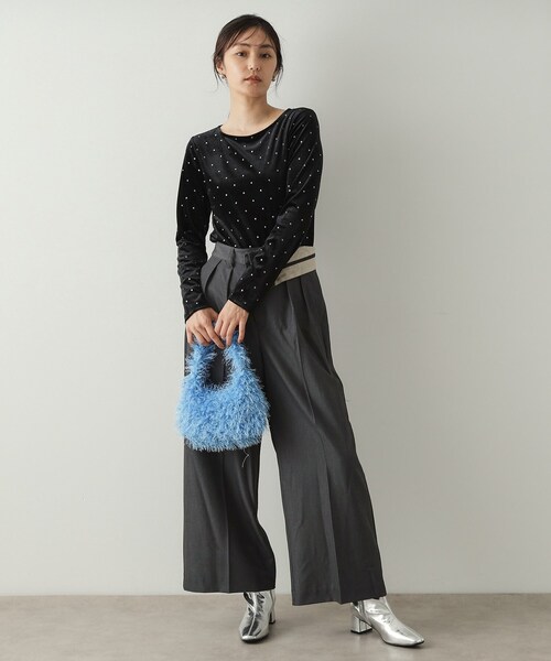 OPAQUE.CLIP（オペークドットクリップ）の「◆《CanCam掲載》ベロアトップス【洗濯機洗い可】（Tシャツ/カットソー・レディース・サンドベージュ/ネイビー/ブラック系・38/40/42）」の13枚目の写真