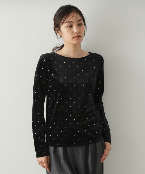 OPAQUE.CLIP（オペークドットクリップ）の「◆《CanCam掲載》ベロアトップス【洗濯機洗い可】（Tシャツ/カットソー・レディース・サンドベージュ/ネイビー/ブラック系・38/40/42）」の18枚目の写真