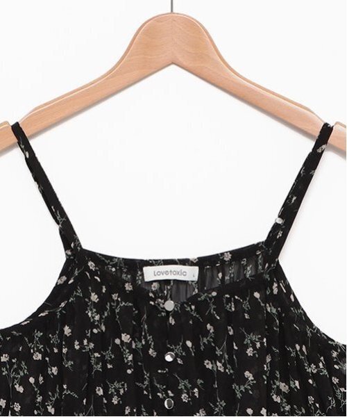 LOVETOXIC（ラブトキシック）の「花柄キャミワンピース（シャツワンピース・キッズ・アイボリー/ブラック・S/M/L）」の6枚目の写真