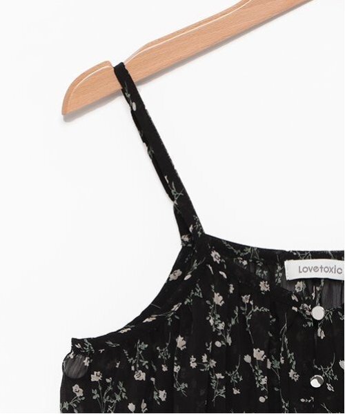 LOVETOXIC（ラブトキシック）の「花柄キャミワンピース（シャツワンピース・キッズ・アイボリー/ブラック・S/M/L）」の7枚目の写真