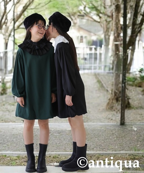 antiqua（アンティカ）の「バルーンミニワンピース（ワンピース・キッズ・ダークグリーン/ブラック・160/140）」の5枚目の写真