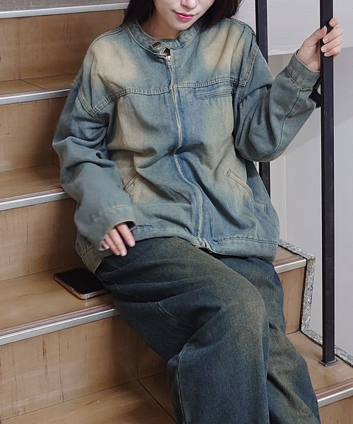 madrepadre(マドレパドレ)の「ヴィンテージウォッシュデニムジャケット(デニムジャケット・レディース・ネイビー・FREE)」の4枚目の写真