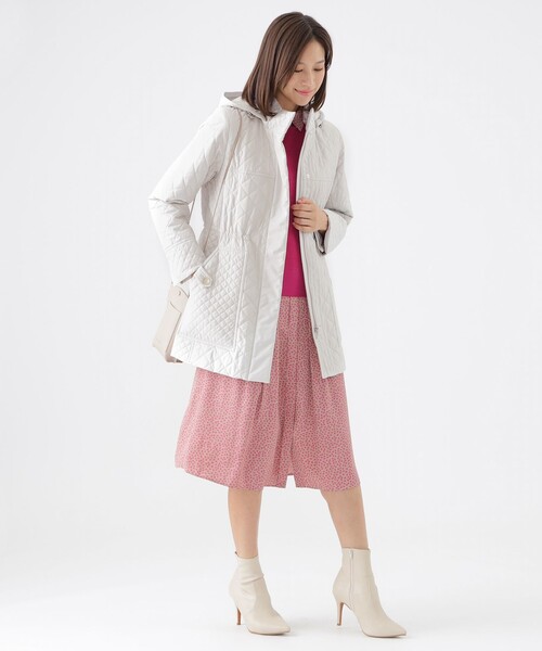 【吸湿発熱】【消臭】キルティングタフタスタンドカラーコート