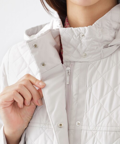 【吸湿発熱】【消臭】キルティングタフタスタンドカラーコート