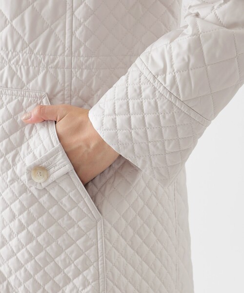 【吸湿発熱】【消臭】キルティングタフタスタンドカラーコート