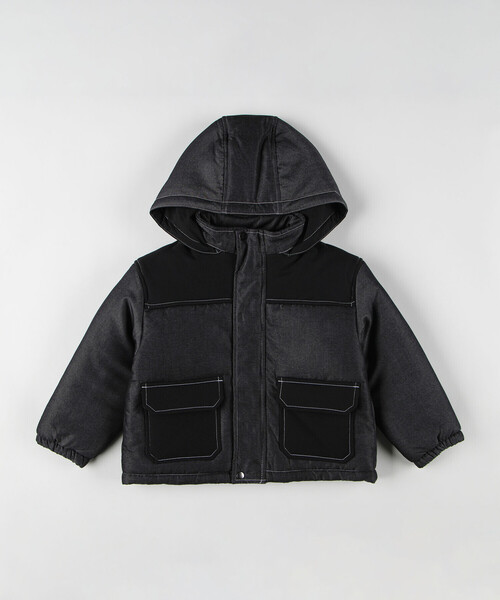COMME CA ISM(コムサイズム)の「デニム調×ナイロングログラン 中綿ブルゾン(ブルゾン・キッズ・ネイビー/ブラック・150cm/140cm/110cm/100cm/130cm/120cm)」の6枚目の写真