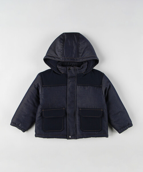 COMME CA ISM(コムサイズム)の「デニム調×ナイロングログラン 中綿ブルゾン(ブルゾン・キッズ・ネイビー/ブラック・150cm/140cm/110cm/100cm/130cm/120cm)」の7枚目の写真