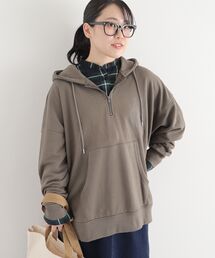 BIGハーフジップワンポイント刺繍ロゴパーカー