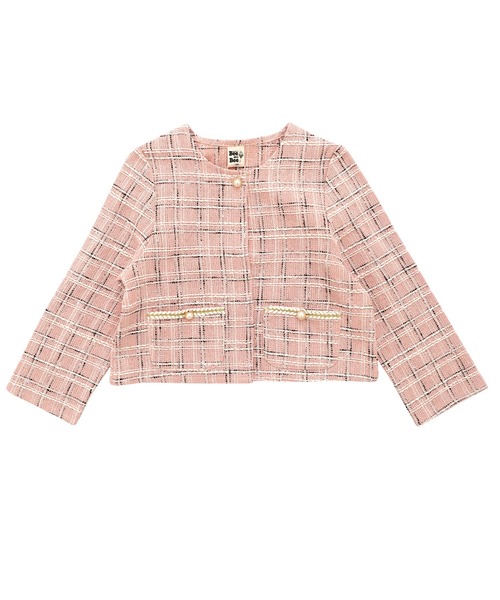 Bee des Bee(ビーデスビー)の「【セットアップ可能】ツイードノーカラージャケット(ノーカラージャケット・キッズ・ピンク/ブラック/ホワイト・130cm/120cm/110cm/100cm/150cm/140cm)」の14枚目の写真