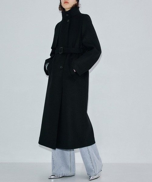 PUBLIC TOKYO 黒ロングコート ウール アシメ オーバーヨークコート アシメオーバーヨークコート（チェスターコート）｜PUBLIC TOKYO
