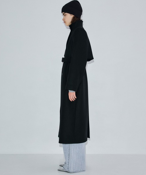 PUBLIC TOKYO 黒ロングコート ウール アシメ オーバーヨークコート アシメオーバーヨークコート（チェスターコート）｜PUBLIC TOKYO