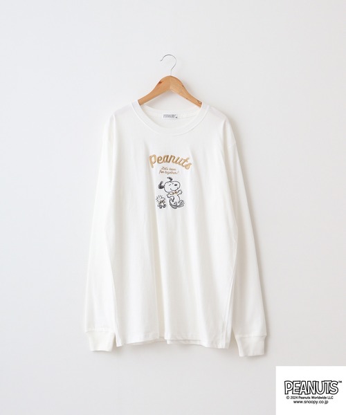 PEANUTS(ピーナッツ)の「PEANUTS ゴールド刺繍Tシャツ(Tシャツ/カットソー・メンズ・オレンジ系/ネイビー/チャコール/ホワイト系/カーキ/オフホワイト・M/L/LL)」の12枚目の写真