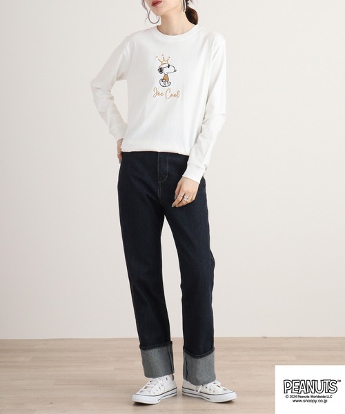 PEANUTS(ピーナッツ)の「PEANUTS ゴールド刺繍Tシャツ(Tシャツ/カットソー・メンズ・オレンジ系/ネイビー/チャコール/ホワイト系/カーキ/オフホワイト・M/L/LL)」の19枚目の写真
